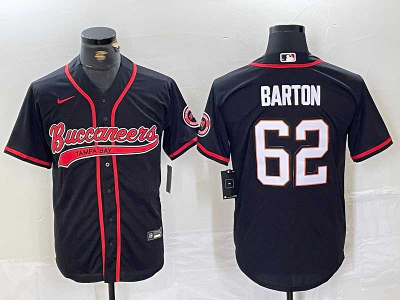 Mens Tampa Bay Buccaneers #62 Graham Barton Black Cool Base Stitched Baseball Jersey